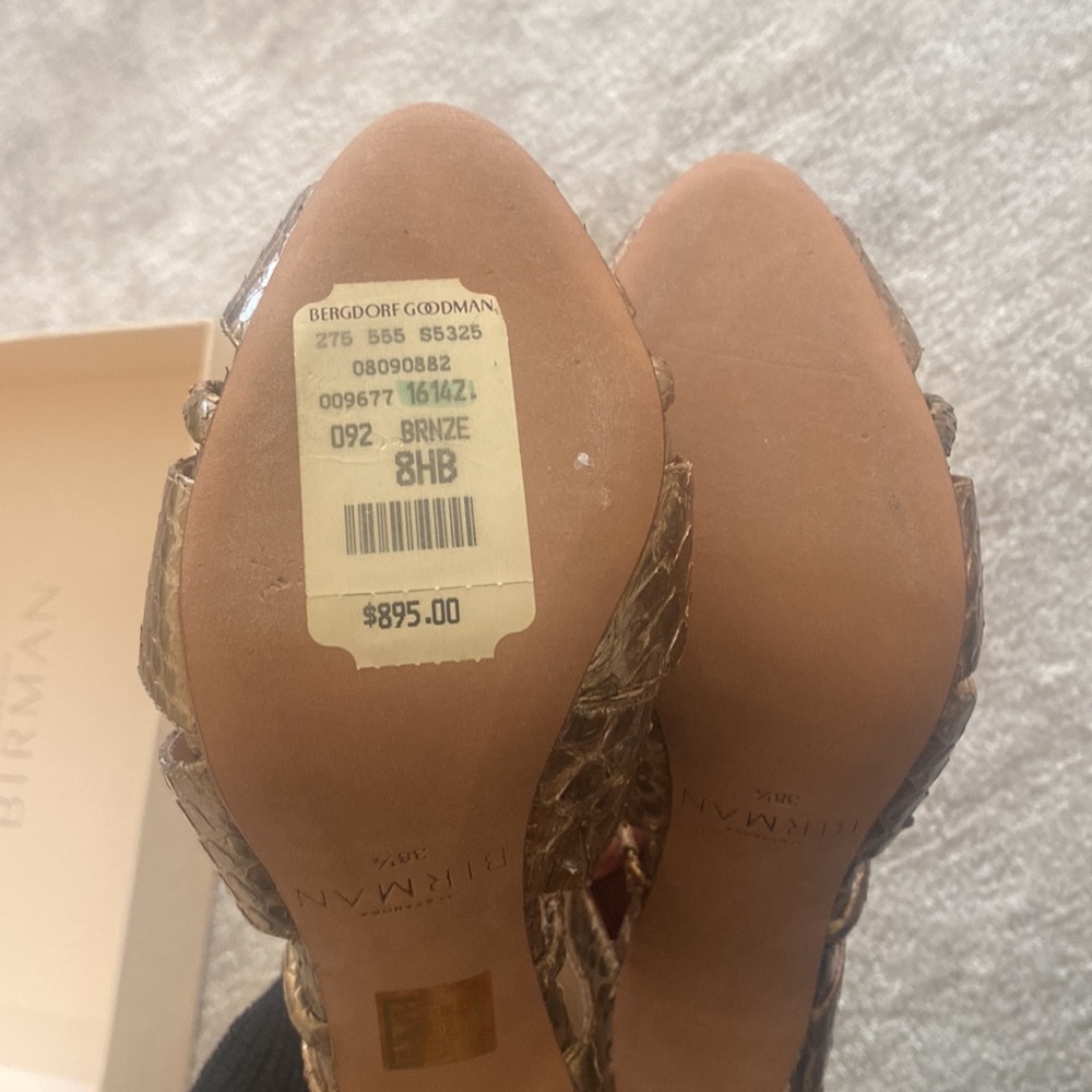 Alexandre Birman Bronze Python Sandals - image 3